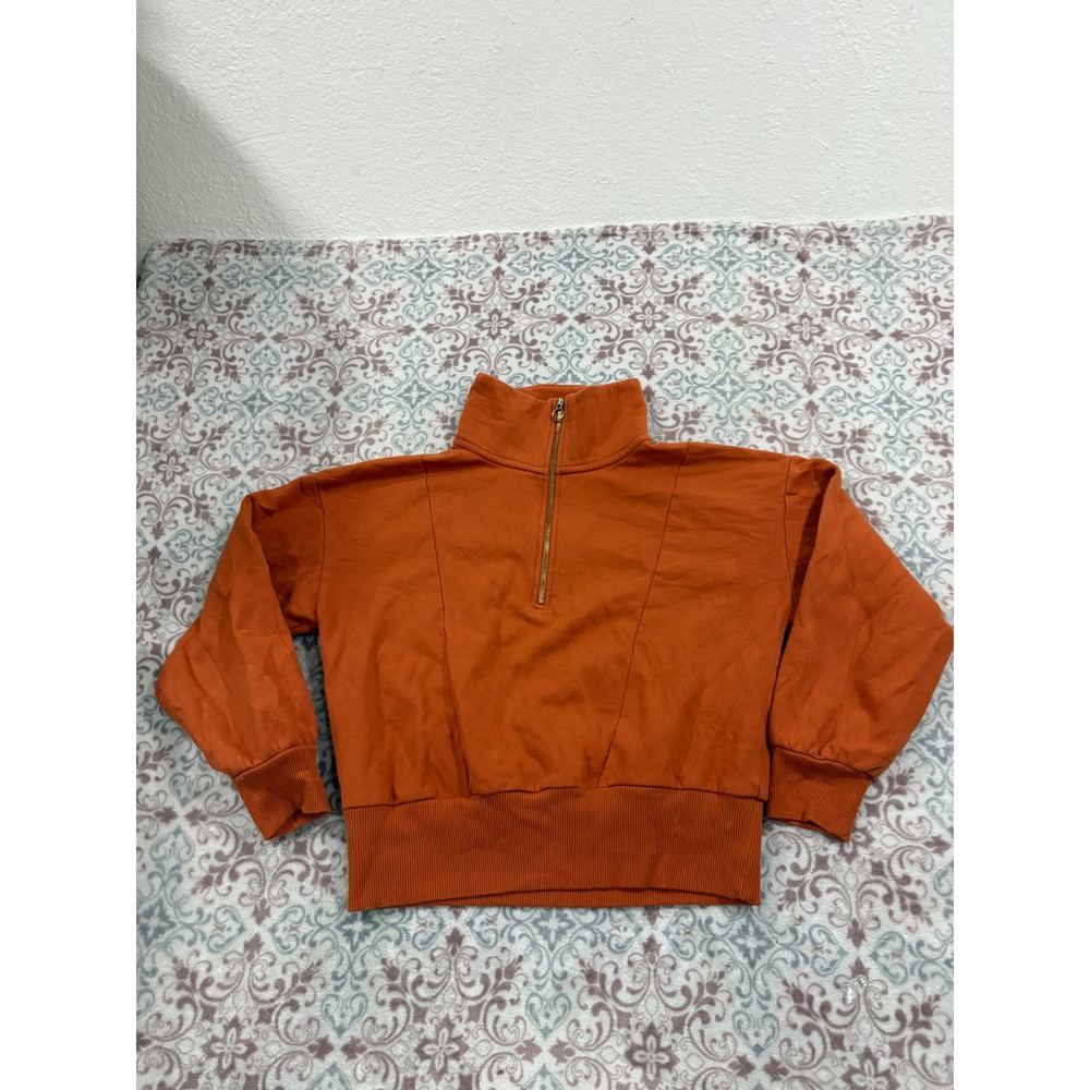 A New Day Burnt Orange Quarter Zip Pullover Sweatshirt Size Medium